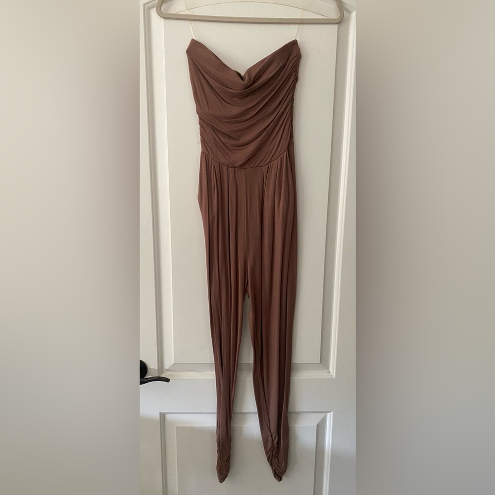 Heart Hips Strapless Jumpsuit in Brown - Picture 3 of 4